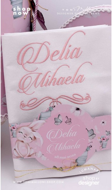 Trusou cu fluturi si flori ideal pentru un botez primavara Pink Spring 3